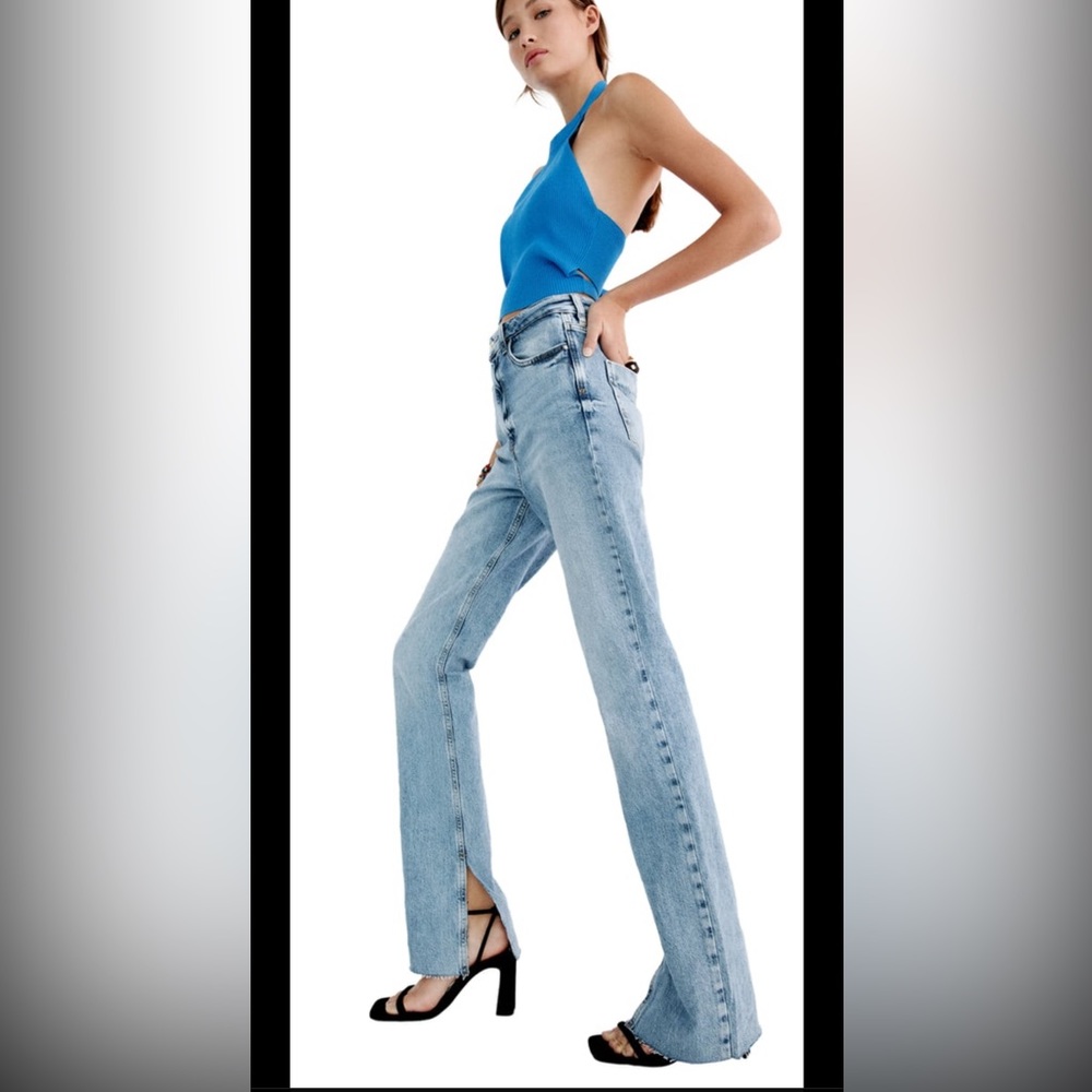 Zara high rise split flared jeans